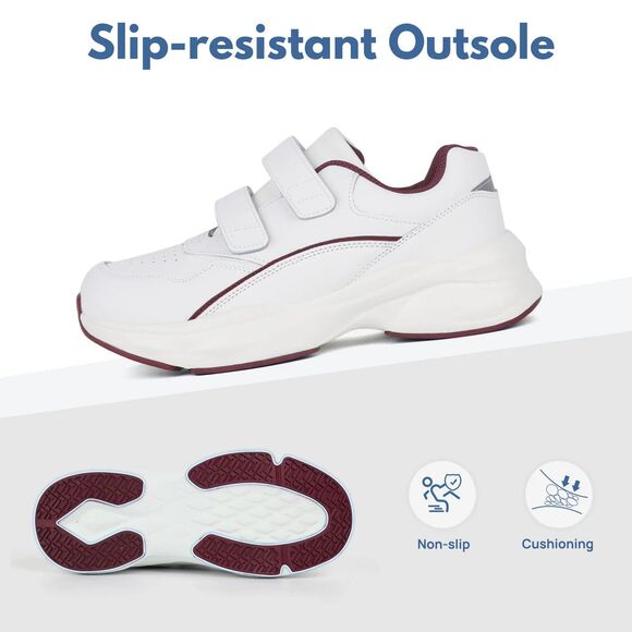 Women's ORTOREX by Ortho+rest Diabetic Walking Shoes, White/Burgandy, Size 9 - Picture 3 of 12